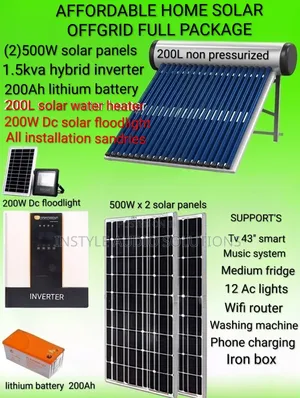 1.5kva - 200ah Lithium Solar System -200l Non Pressurized Water Heater