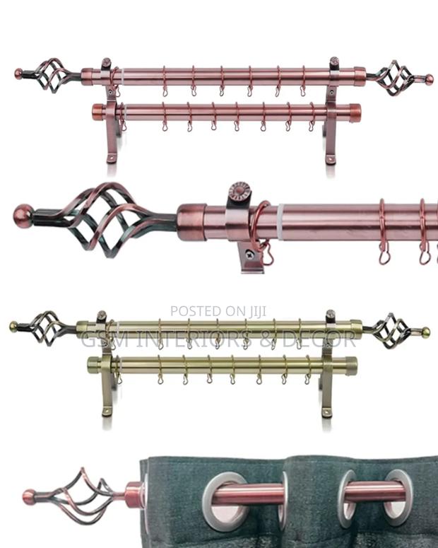 Adjustable Curtain Rods for Heavy Curtains in Brown/Antique