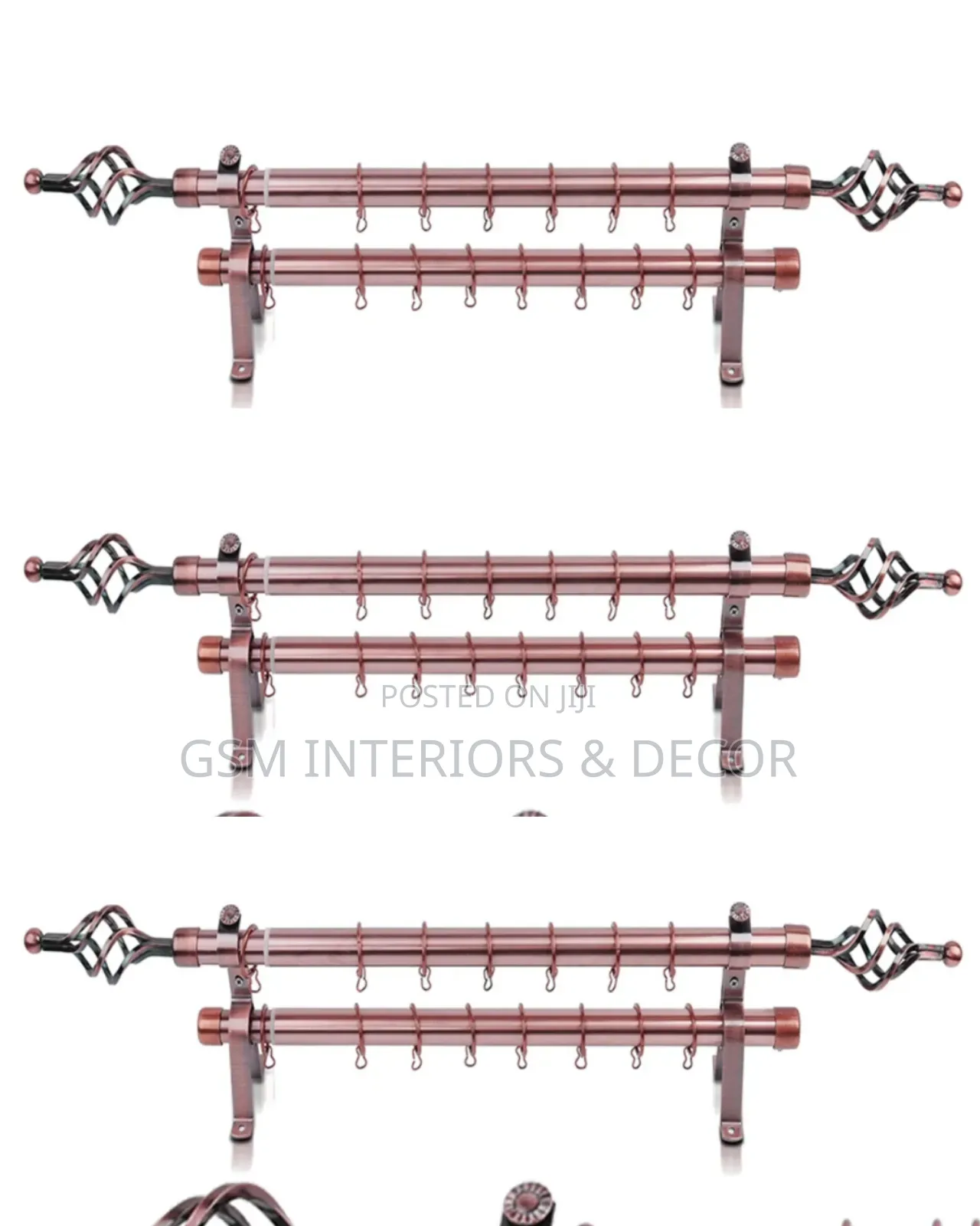 2m Double Curtain Rods With Twin Rods for Curtains and Sheers