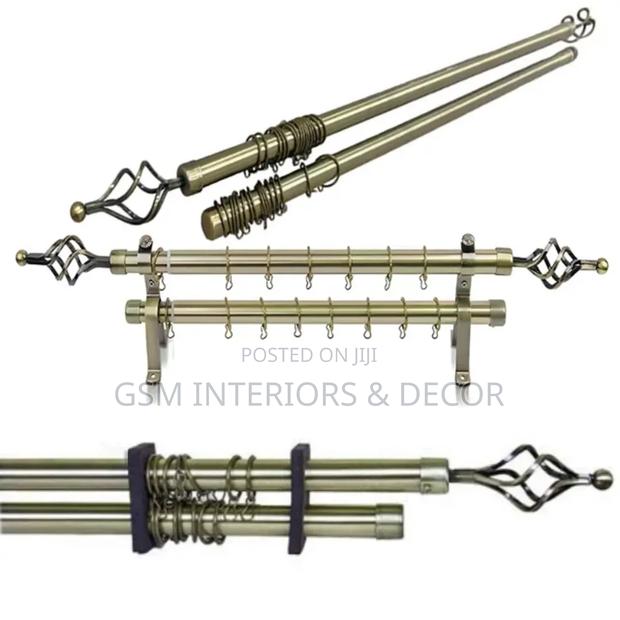 Adjustable and Extendable Curtain Rods With Spiral Finials
