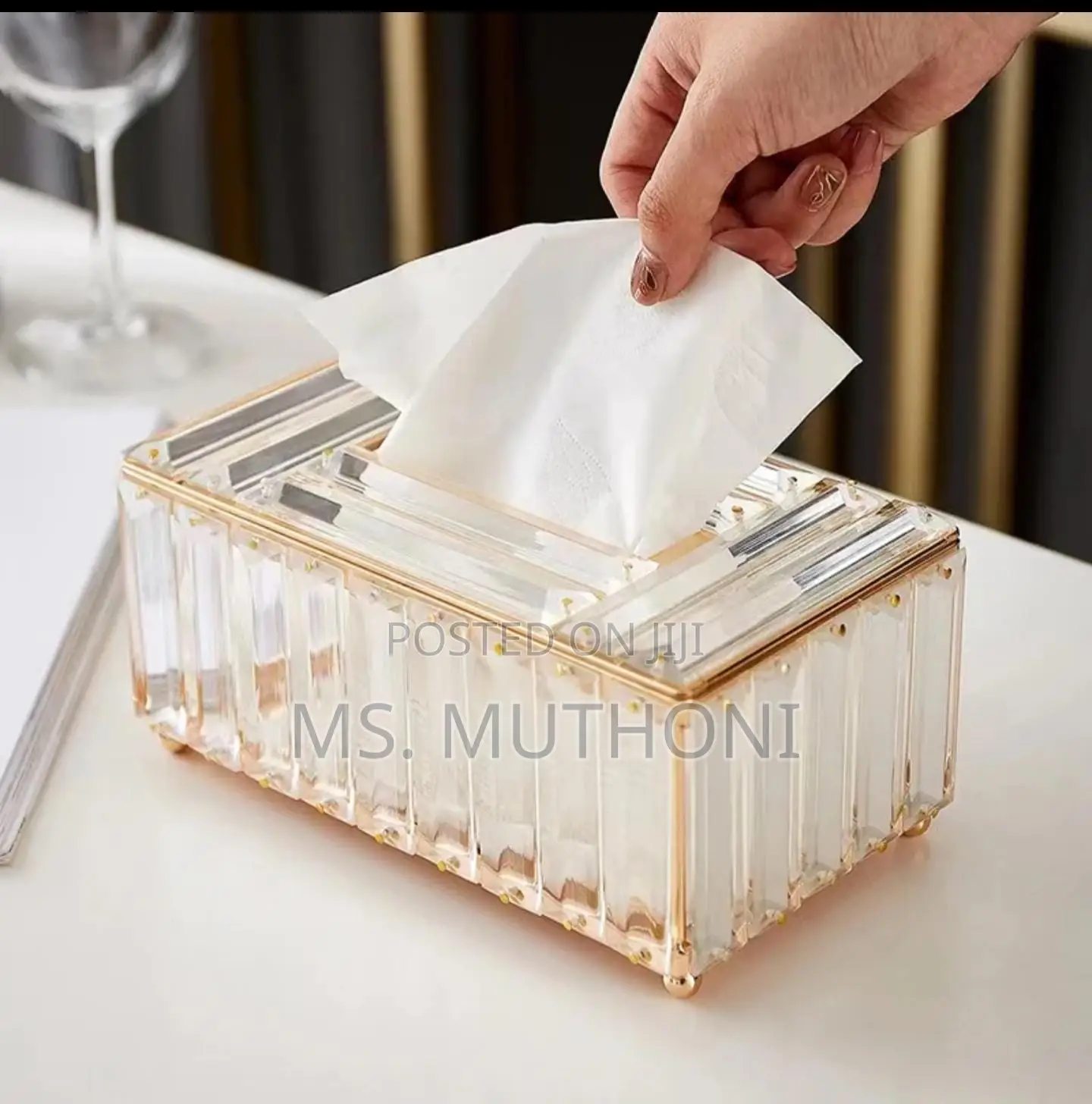 Crystal Glass ,Stylish Luxurious Gold Serviettes Holder