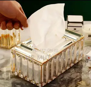 Crystal Glass ,Stylish Luxurious Gold Serviettes Holder