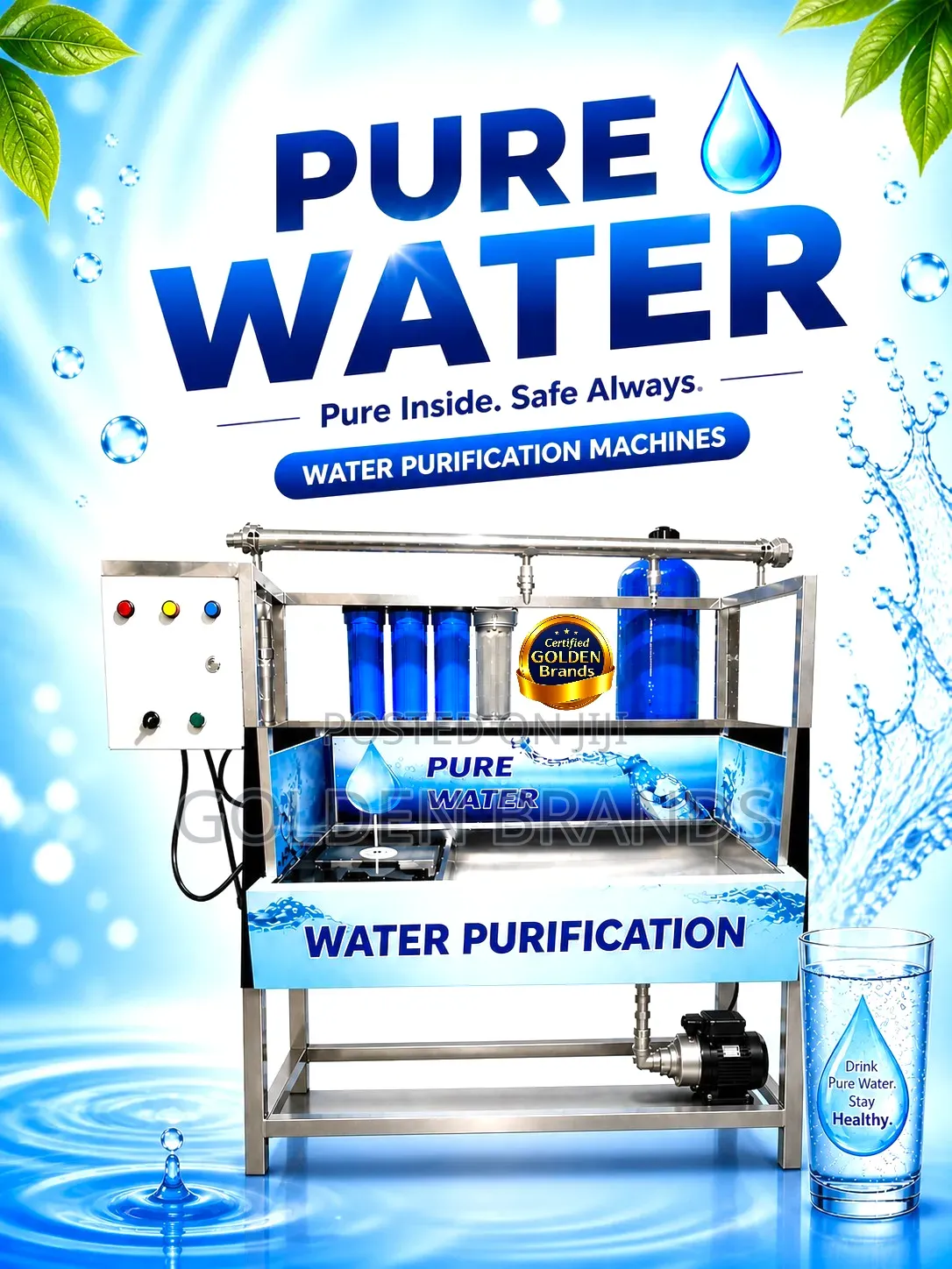 Pure Water Vending Purification Machines 1000 Liters Per Hour