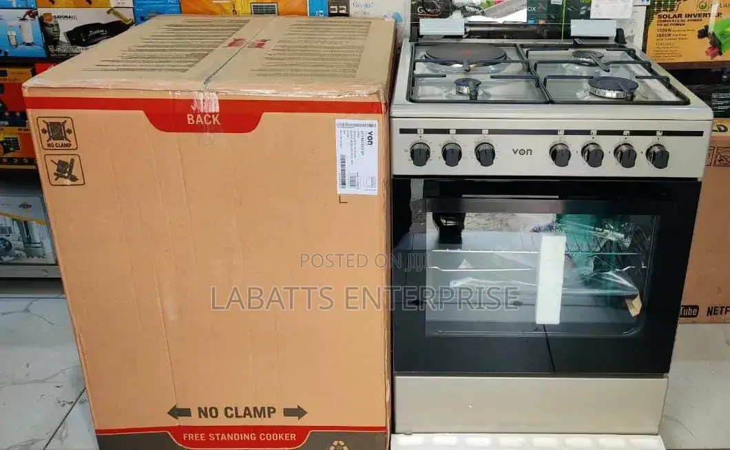60cm X 60cm Von 3 Gas + 1 Electric Standing Cooker