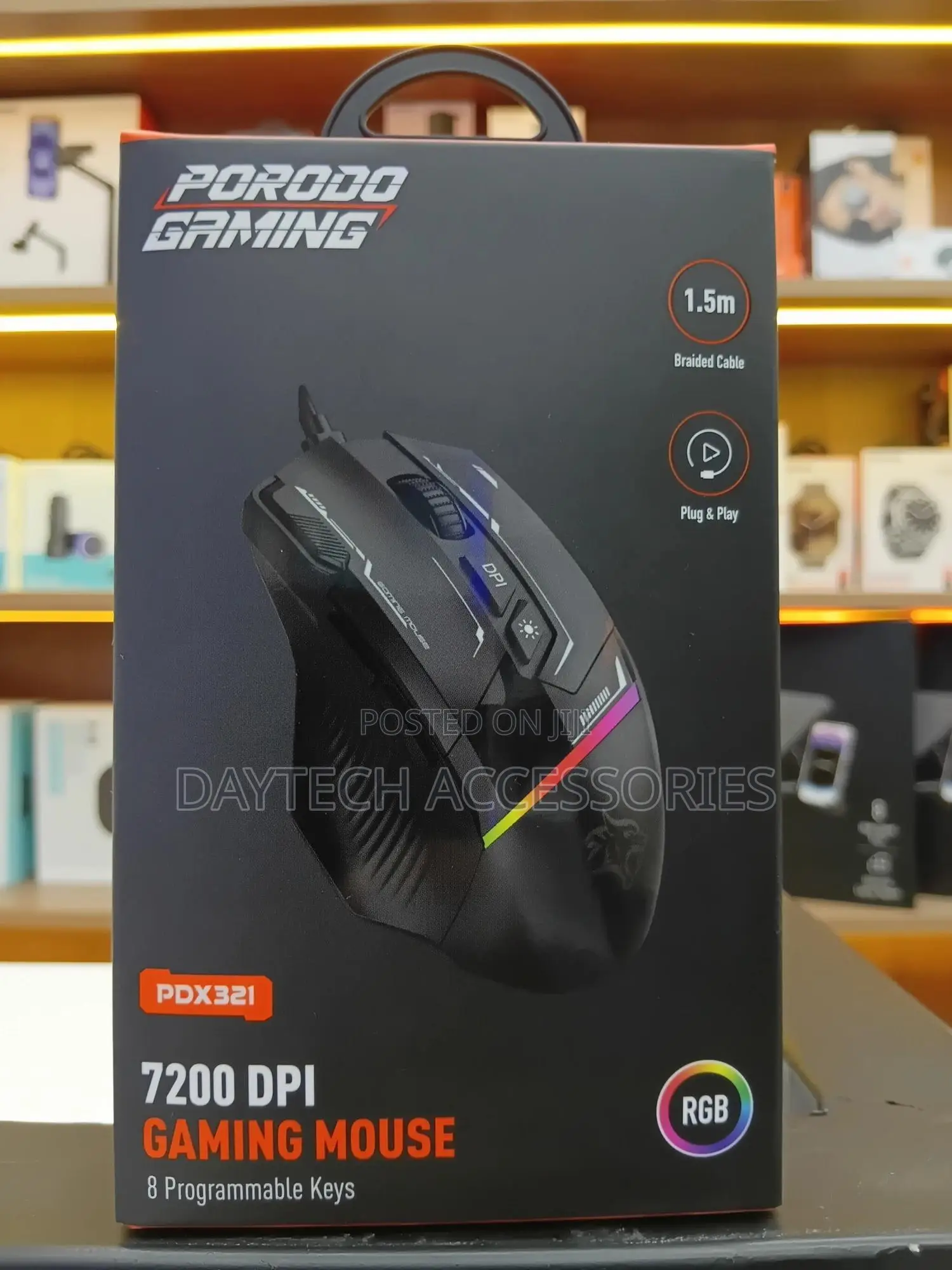 This Is a Porodo Gaming Pdx321 8d RGB Wired Mouse.
