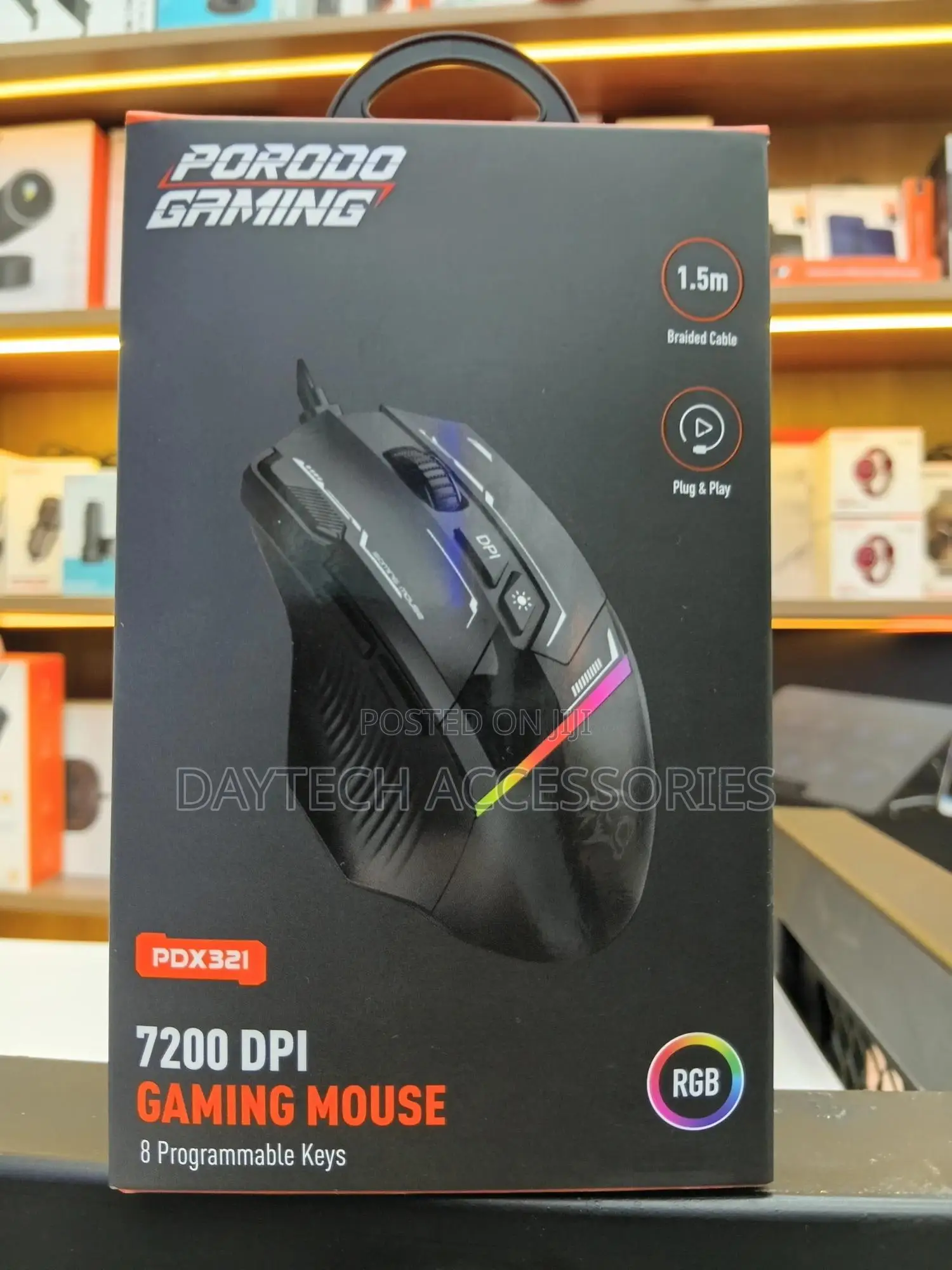 This Is a Porodo Gaming Pdx321 8d RGB Wired Mouse.
