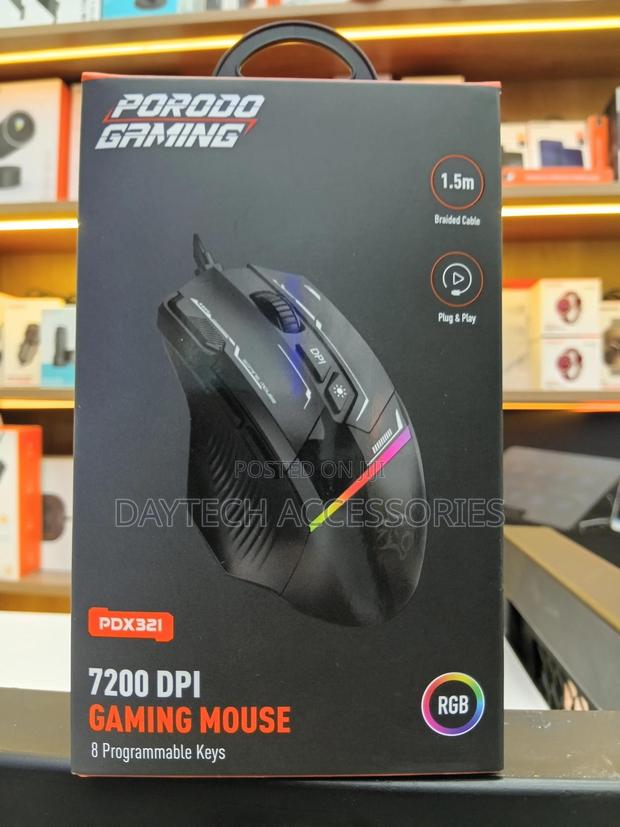 This Is a Porodo Gaming Pdx321 8d RGB Wired Mouse.