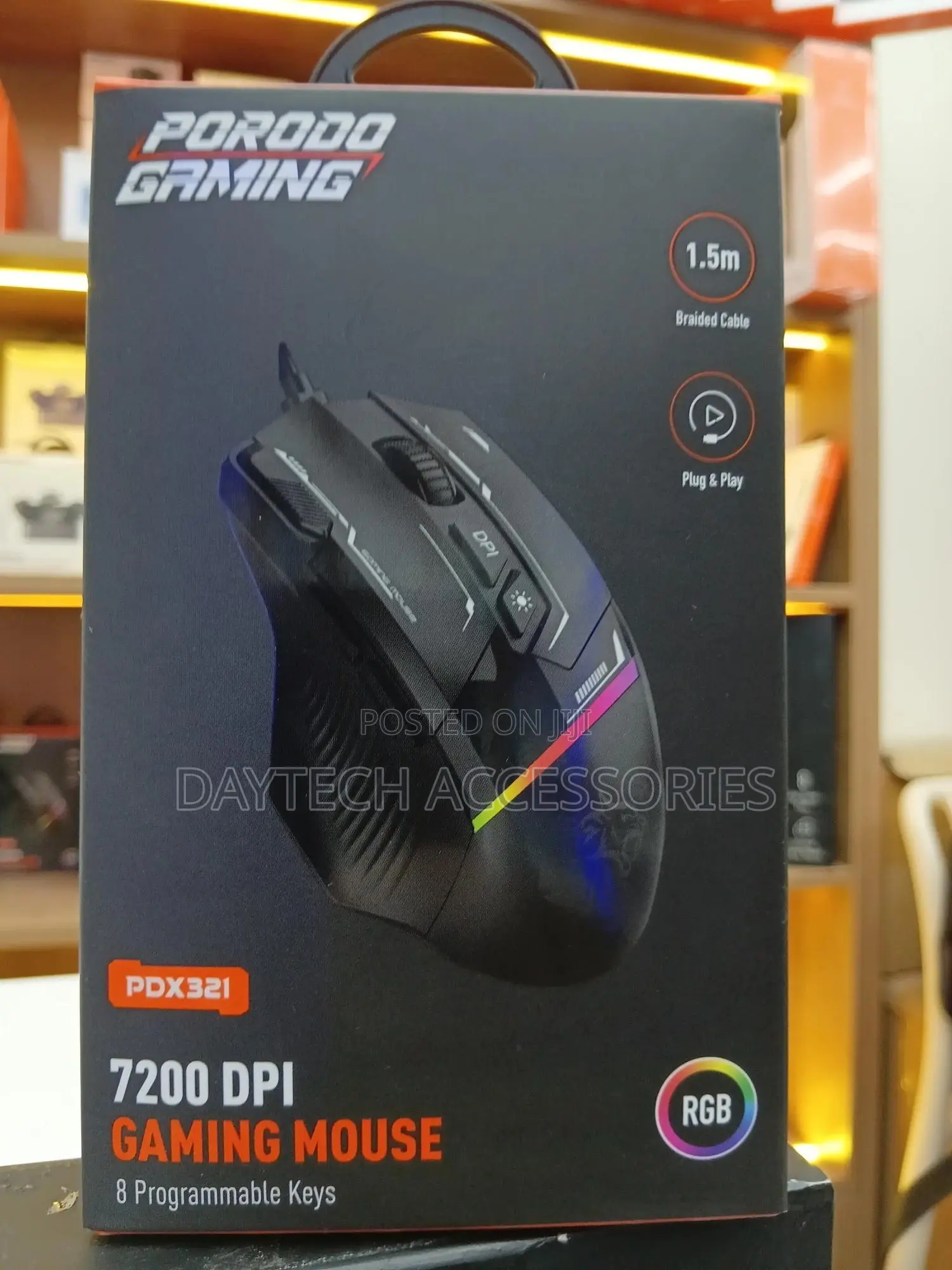 Porodo Gaming 8d RGB Wired Mouse 7200 Dpi – Black (Pdx321)