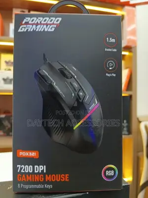 Porodo Gaming 8d RGB Wired Mouse 7200 Dpi – Black (Pdx321)