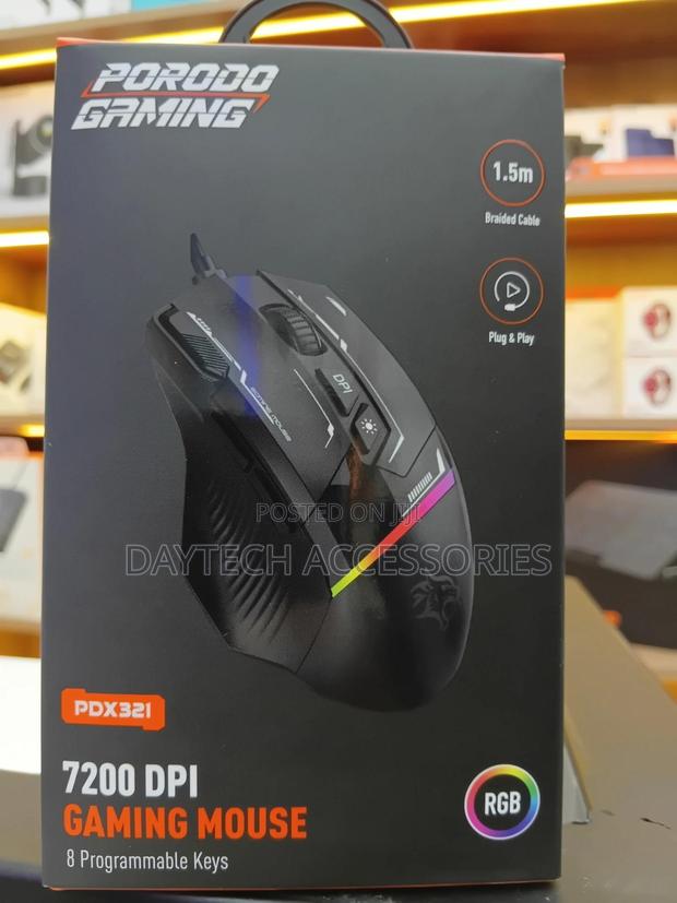 Porodo Gaming 8d RGB Wired Mouse 7200 Dpi – Black (Pdx321)
