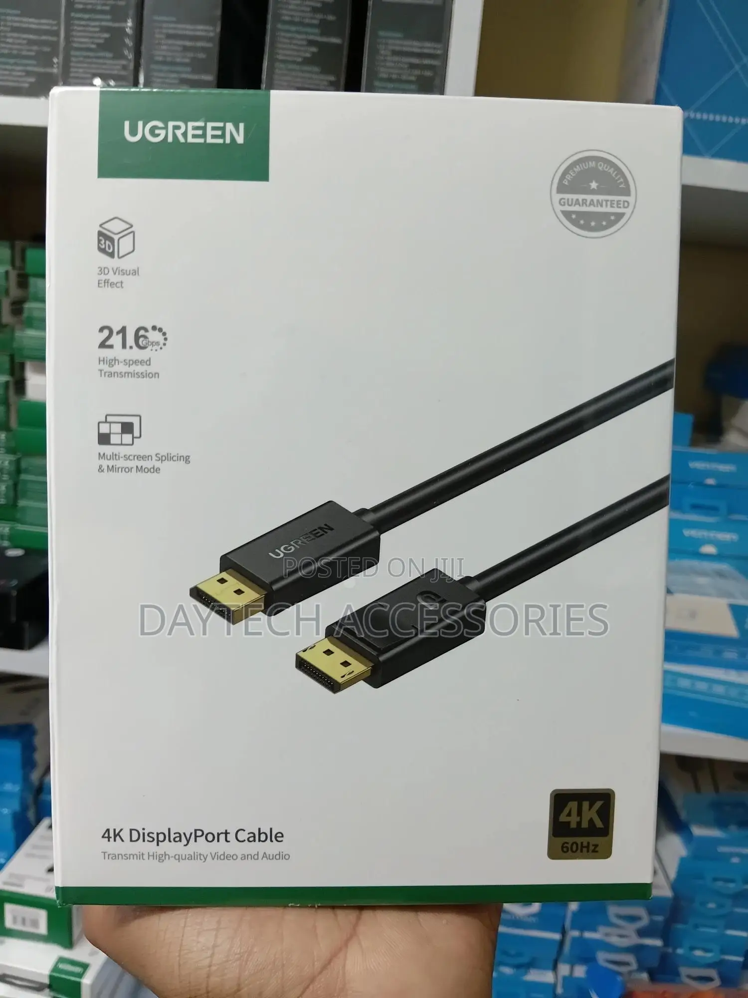 Ugreen at 60hz Dp102 Displayport Male to Male Cable in Black.