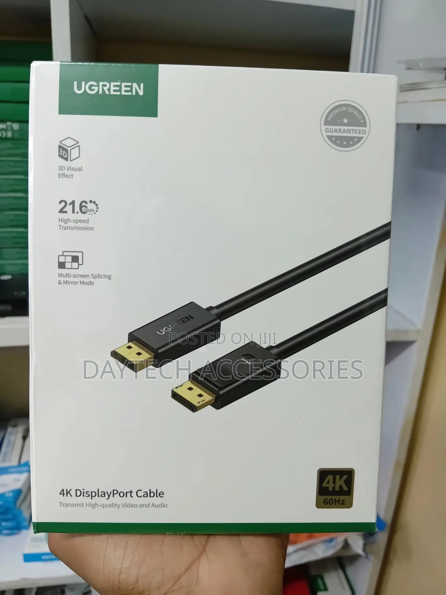 Ugreen at 60hz Dp102 Displayport Male to Male Cable in Black.