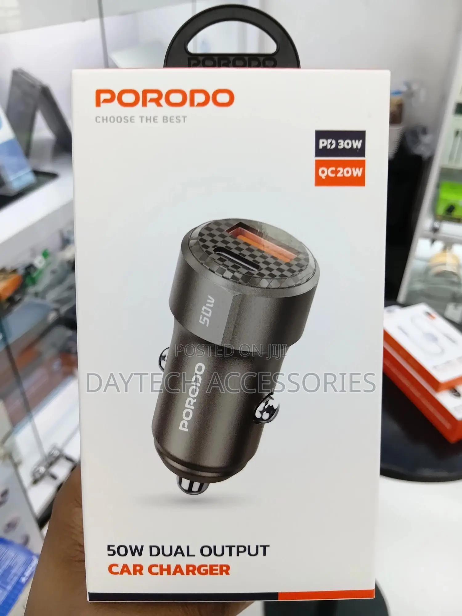 Porodo 50w Dual Port Car Charger Pd 20w Qc 30w.