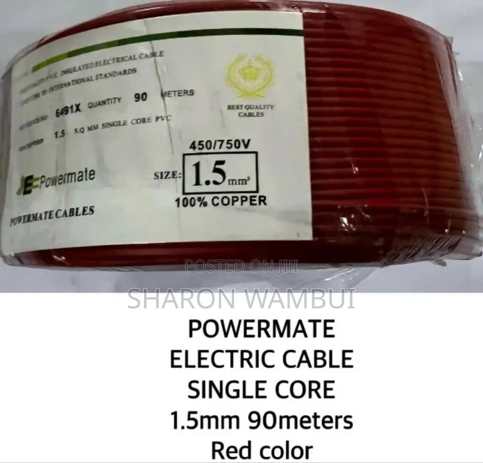 Powermate 1.5mm Electric Cable Single/1.5mm Powermate Electric Cable