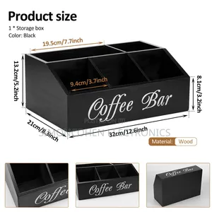 5-Compartment Wooden Coffee Station Organizer/Teabag Organizer