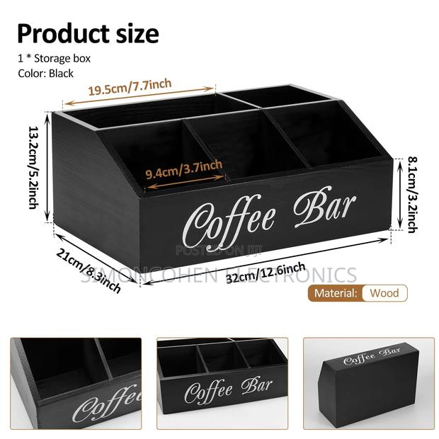 5-Compartment Wooden Coffee Station Organizer/Teabag Organizer - thumbnail 2