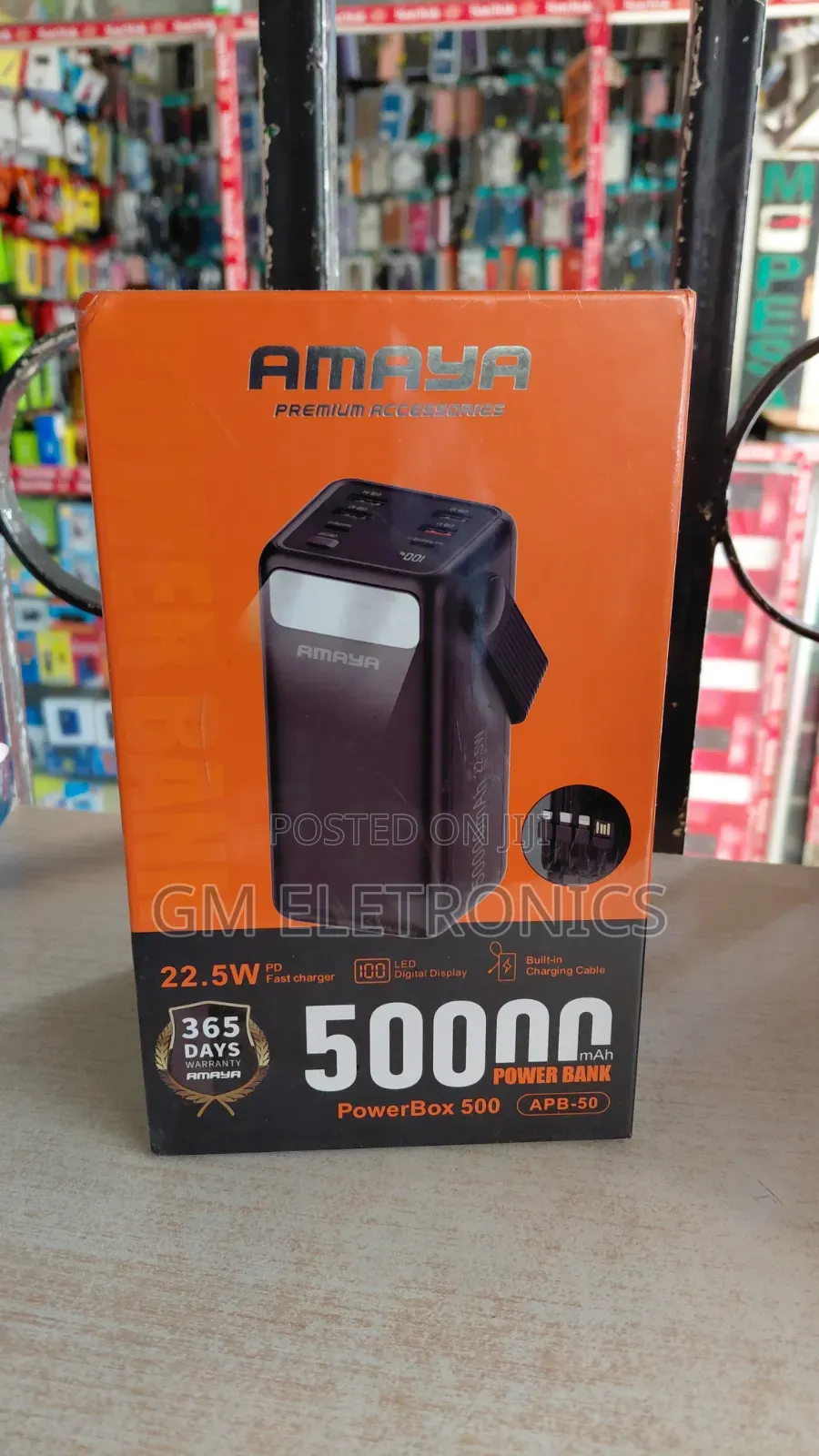 Amaya Apb-50 50,000mah 22.5w Pd Fast Charging Powerbank-built-in Cable