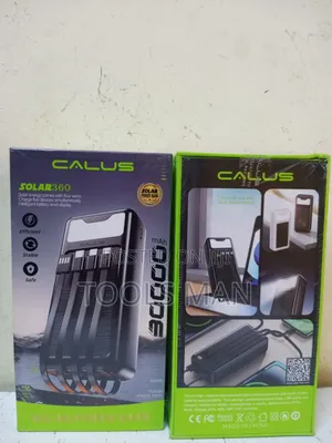 Calus Solar 360 30000mah Power Bank With 4 Built-in Cables.
