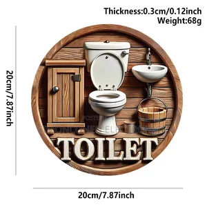 2d Flat Wooden Bathroom Hanging Decor Sign