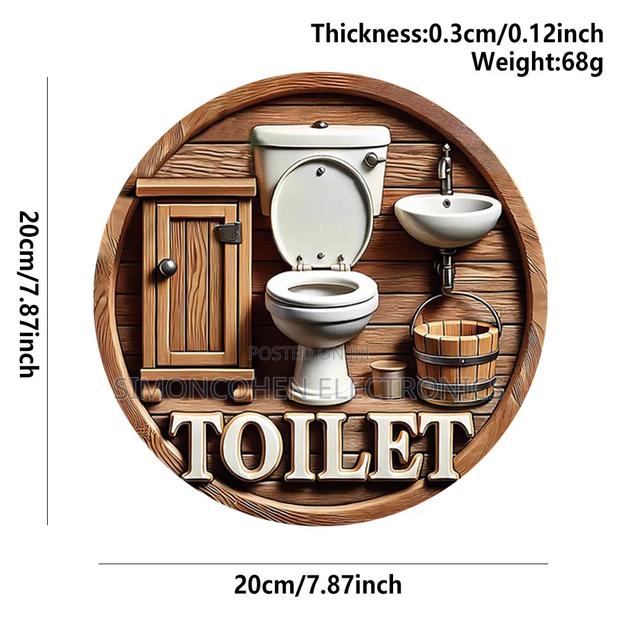 2d Flat Wooden Bathroom Hanging Decor Sign - thumbnail 2