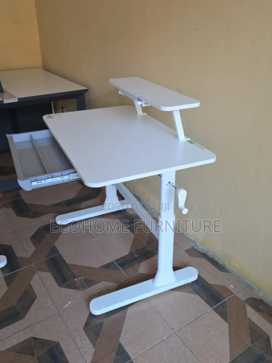 White Adjustable Electric Study Desk