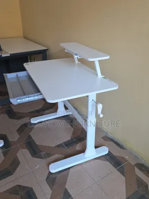 White Adjustable Electric Study Desk