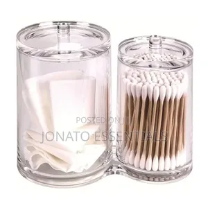 2-in-1 Acrylic Makeup Organizer - Cotton Bud Pad Holder