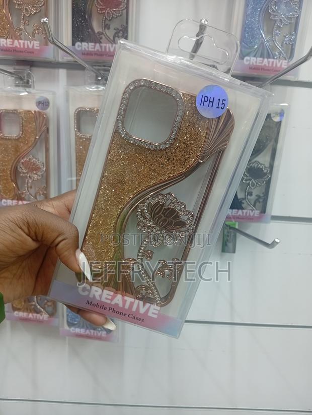 iPhone 15, Featuring Glitter, Crystals, and a Floral Design Case - thumbnail 2