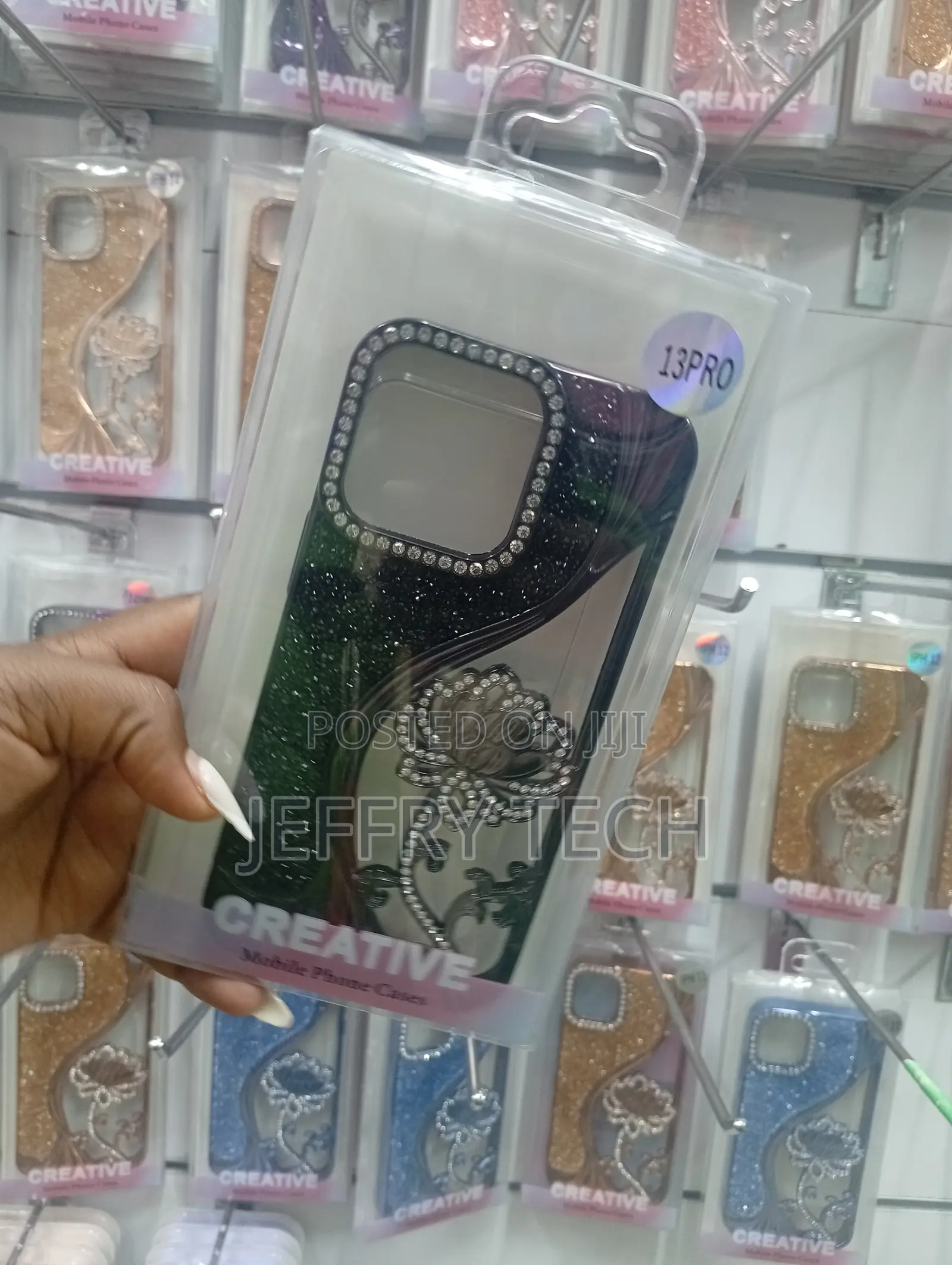 iPhone 13 Pro Rhinestones and Glitter Lotus Flower Case
