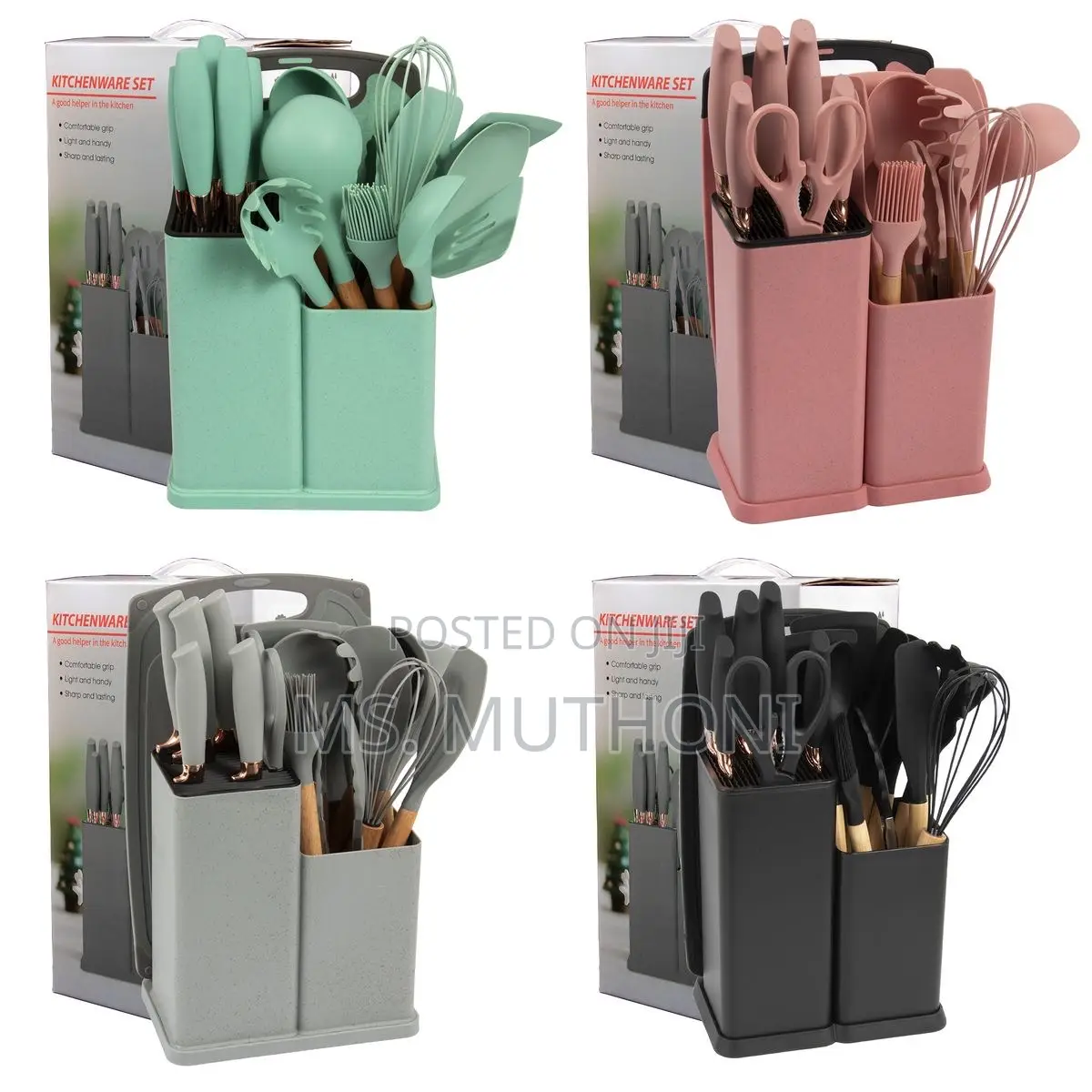 Food Grade Heat Resistance Silicone Spoon Set (+ Chopping Board )