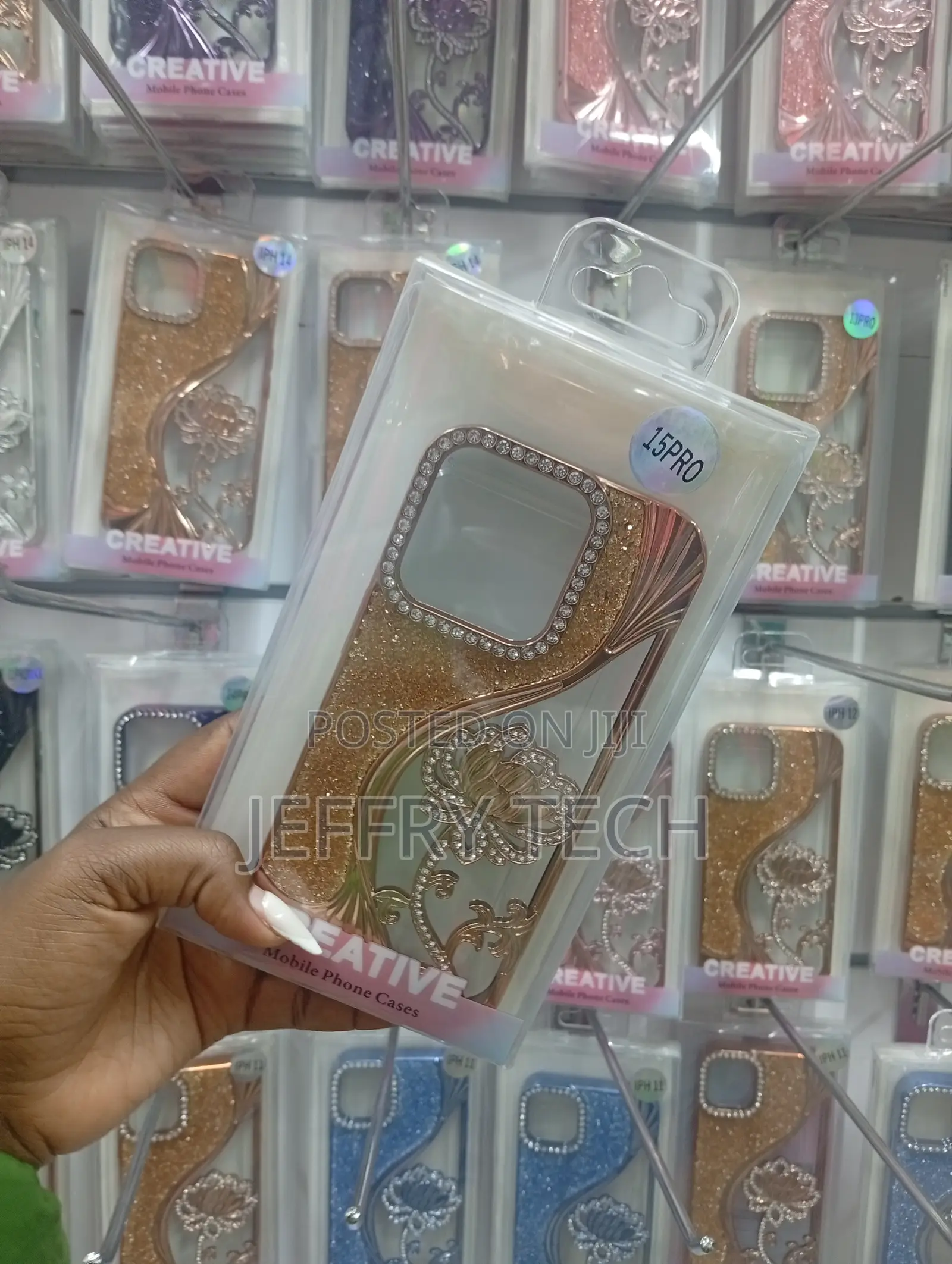 Fine Gold or Rose Gold Glitter Plate Case for iPhone 15 Pro,