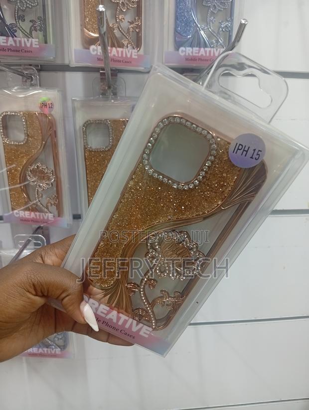 iPhone 15 Gold Glitter Rose Gold-Toned Metallic Wave Case - thumbnail 2