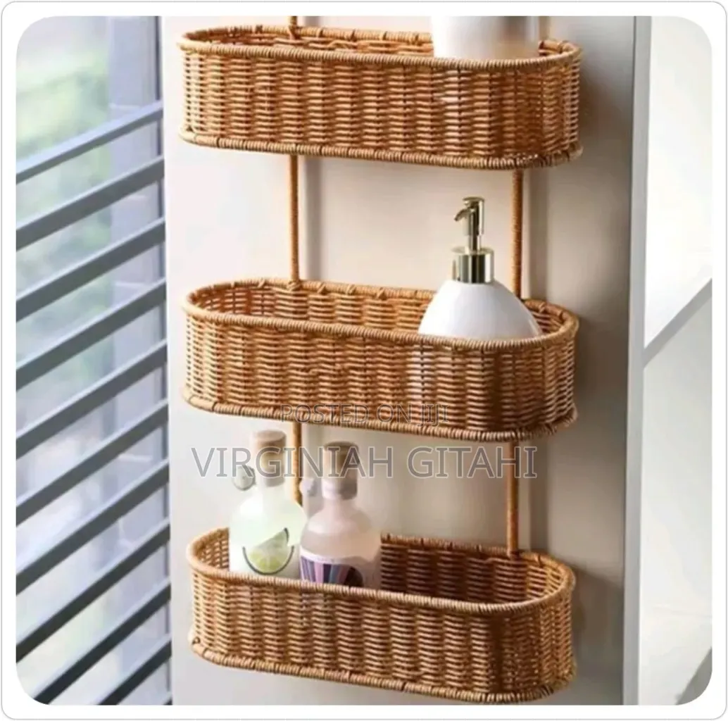 3 Layer Shower Caddy Material: Hand Woven Rattan*