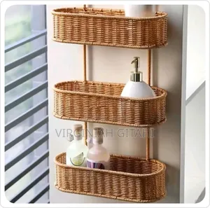 3 Layer Shower Caddy Material: Hand Woven Rattan*