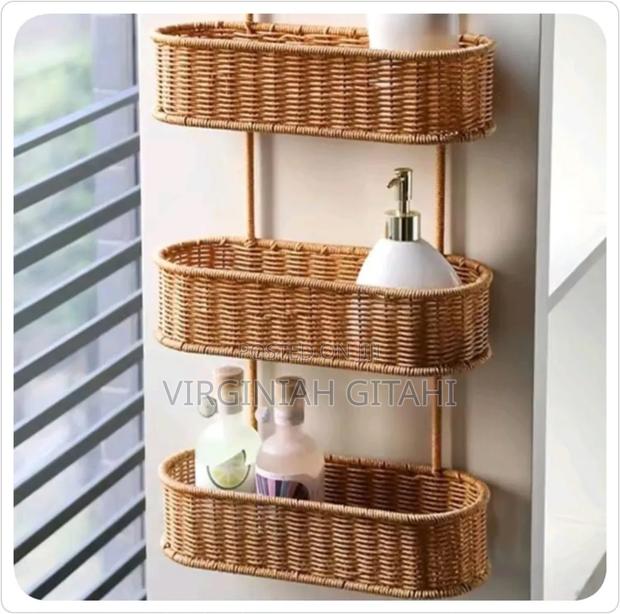 3 Layer Shower Caddy Material: Hand Woven Rattan*