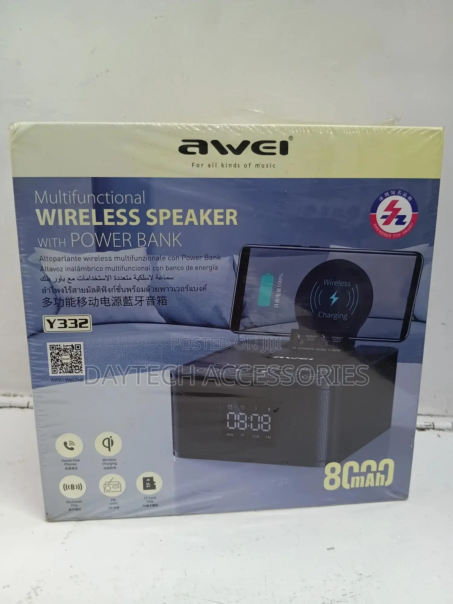 Awei Multifunctional Desktop Bluetooth Speaker With Wireless Charger
