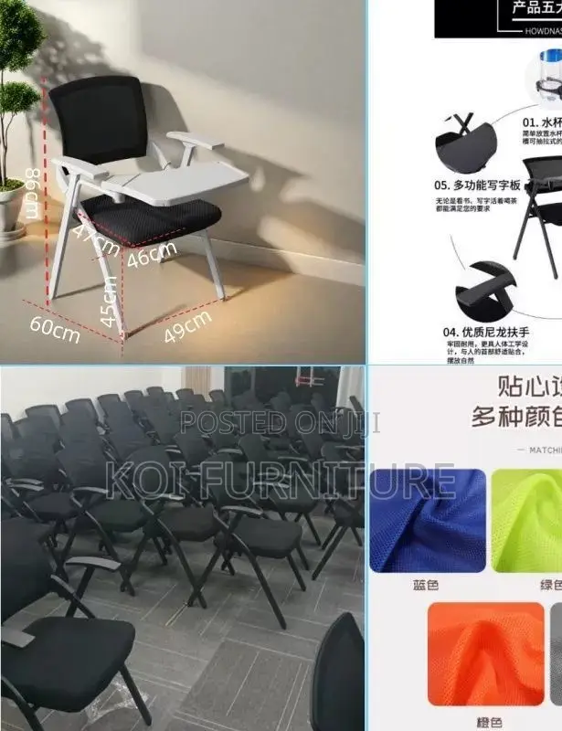 Office Chairs; Foldable Voowerex School Chair With Write Book Pad
