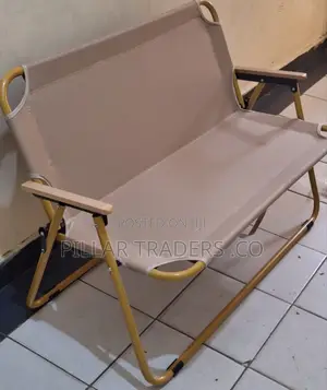 Portable Double Seat Camping Chair With Wood Armrest