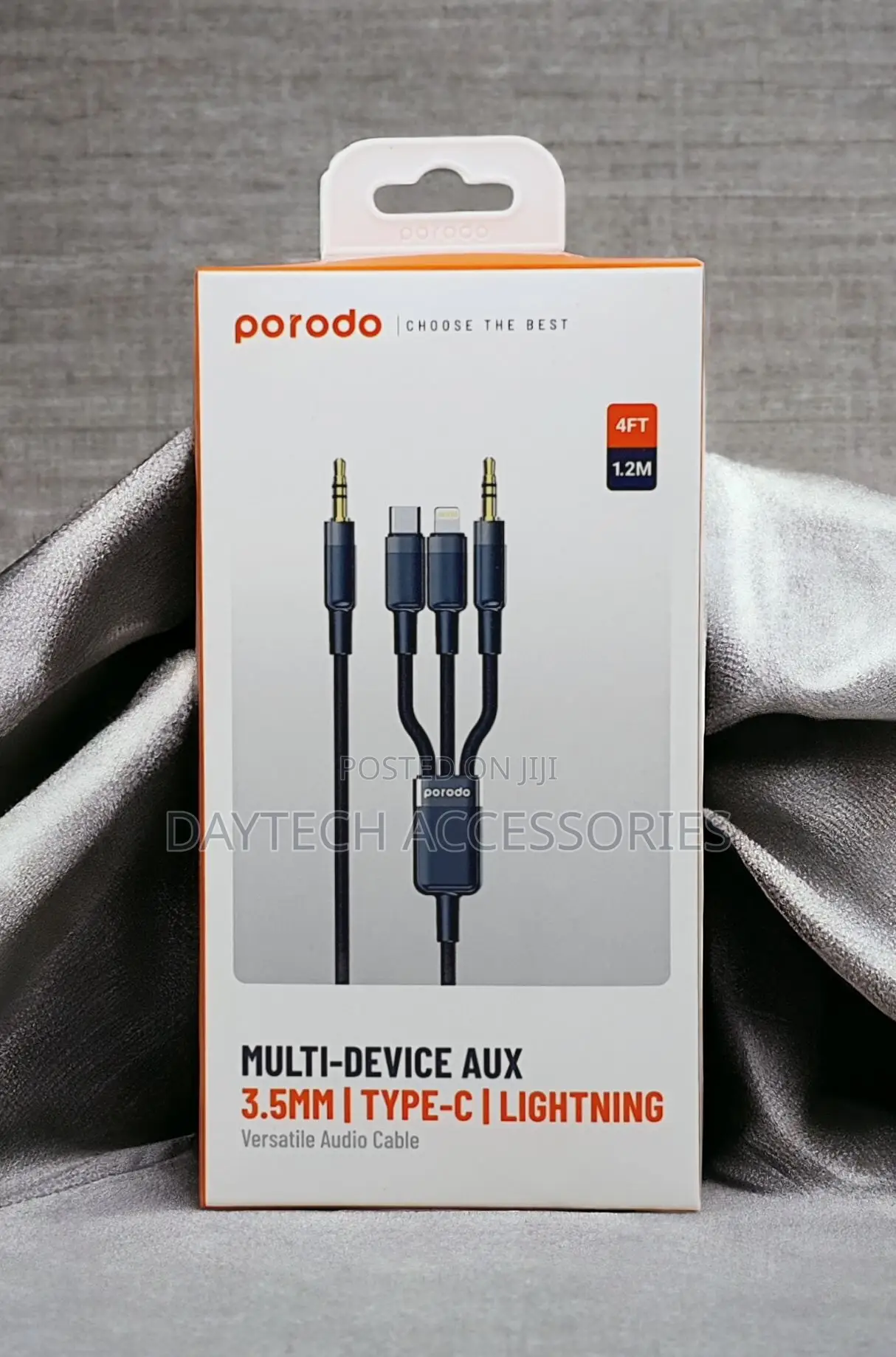 Porodo Multi-Device 3 in 1 Aux 3.5mm Type-C / Lightning Audio Cable