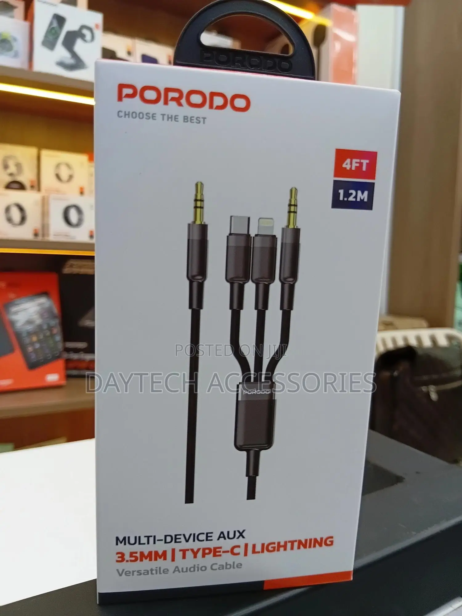 Porodo Multi-Device 3 in 1 Aux 3.5mm Type-C / Lightning Audio Cable