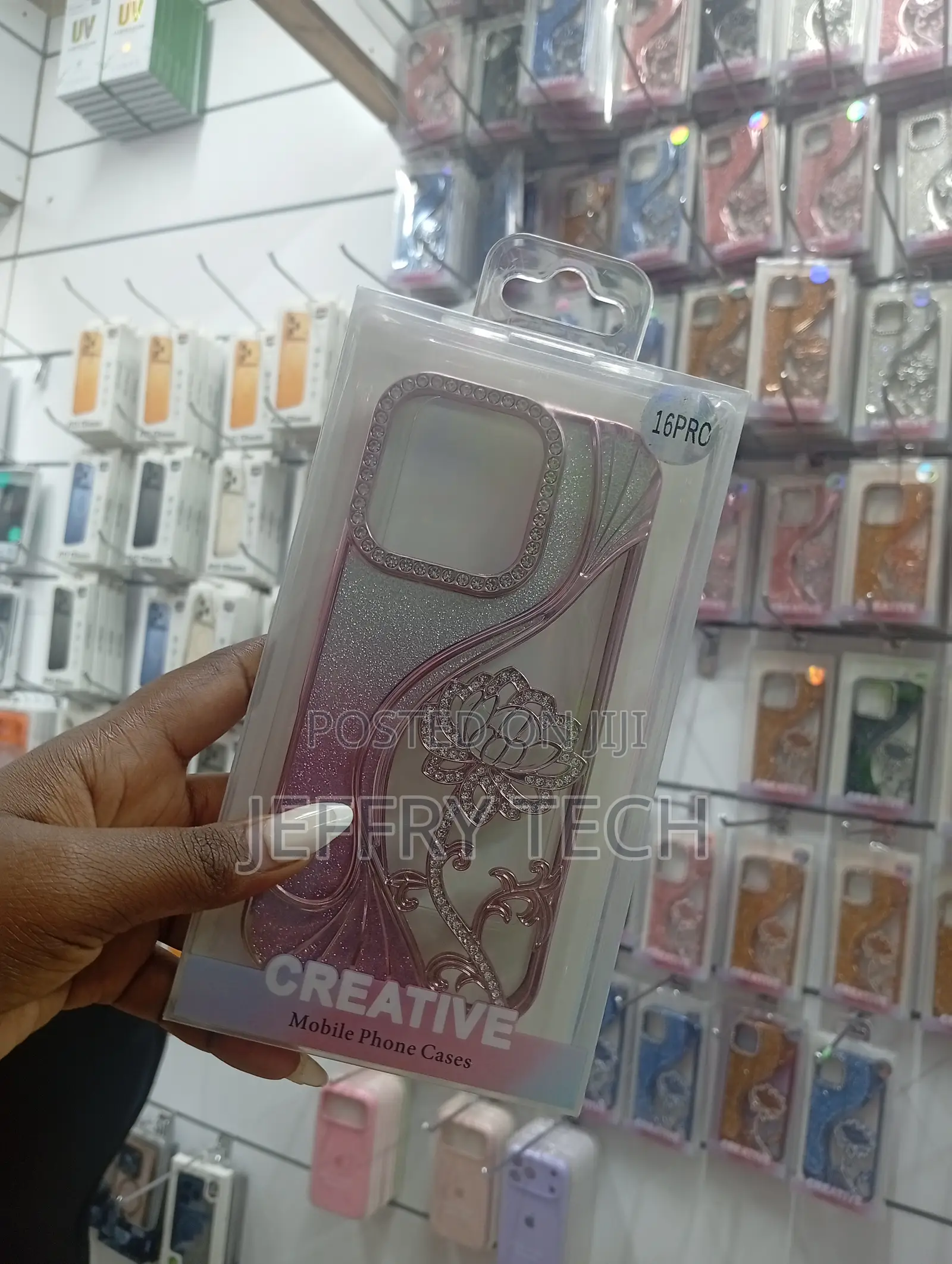 iPhone 16 Sparkling, Purple and Silver Glitter Floral Phone Case
