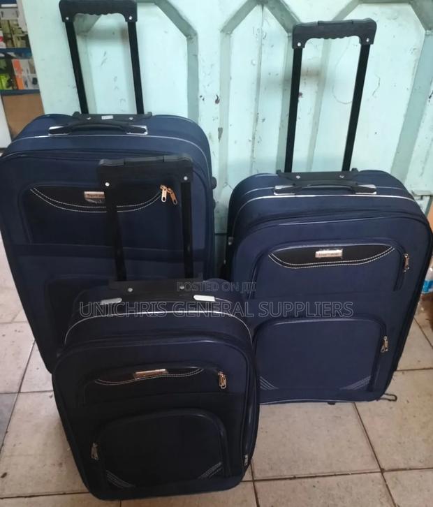 3in 1 Navy Blue Fabric Suitcase Travel Bag