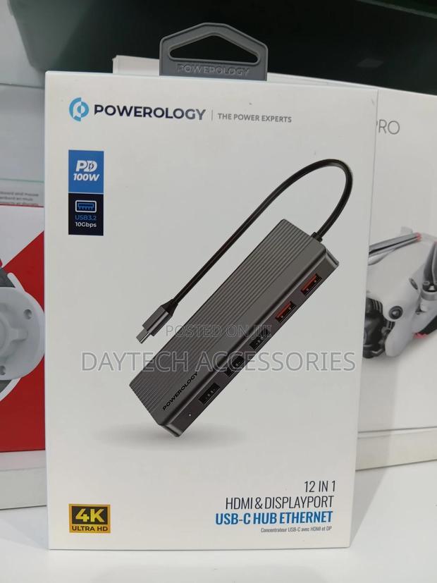 Powerology 12in1 Usb-C Hub Hdmi Type-C 100w Pd
