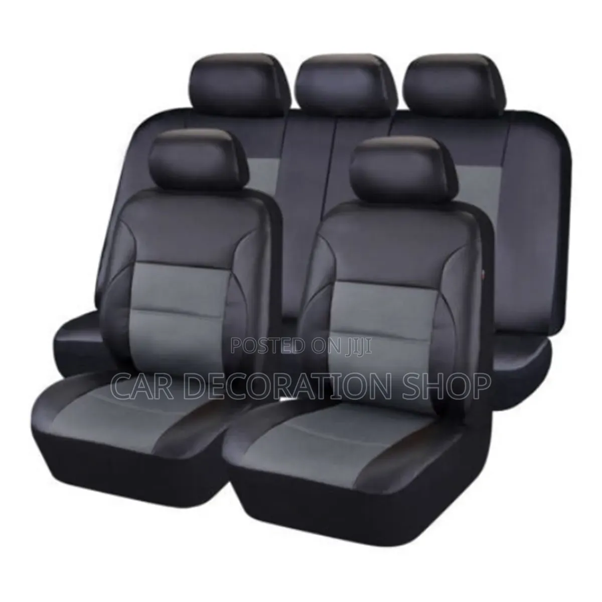 55 Seater Black_grey Leather Seat Covers Stain/Water Resistant