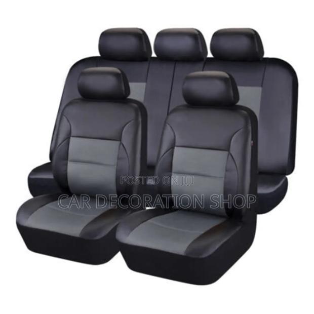 55 Seater Black_grey Leather Seat Covers Stain/Water Resistant