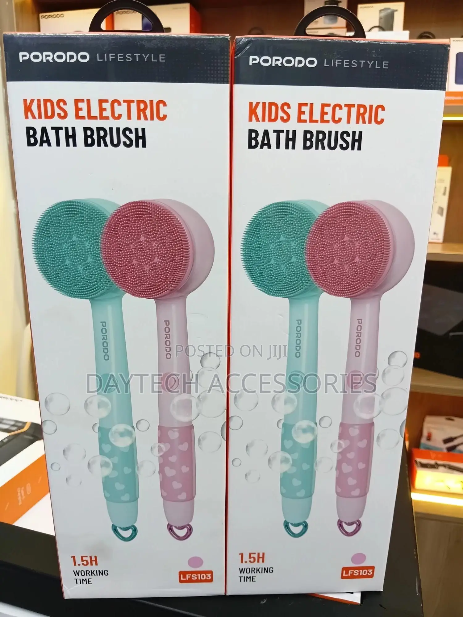 Porodo Lifestyle Kids Electric Bath Brush – 3 Soft Brush Heads 2-speed