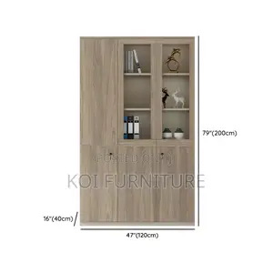 Office Cabinet; Wood Office Storage Cabinet With Clear View Doors
