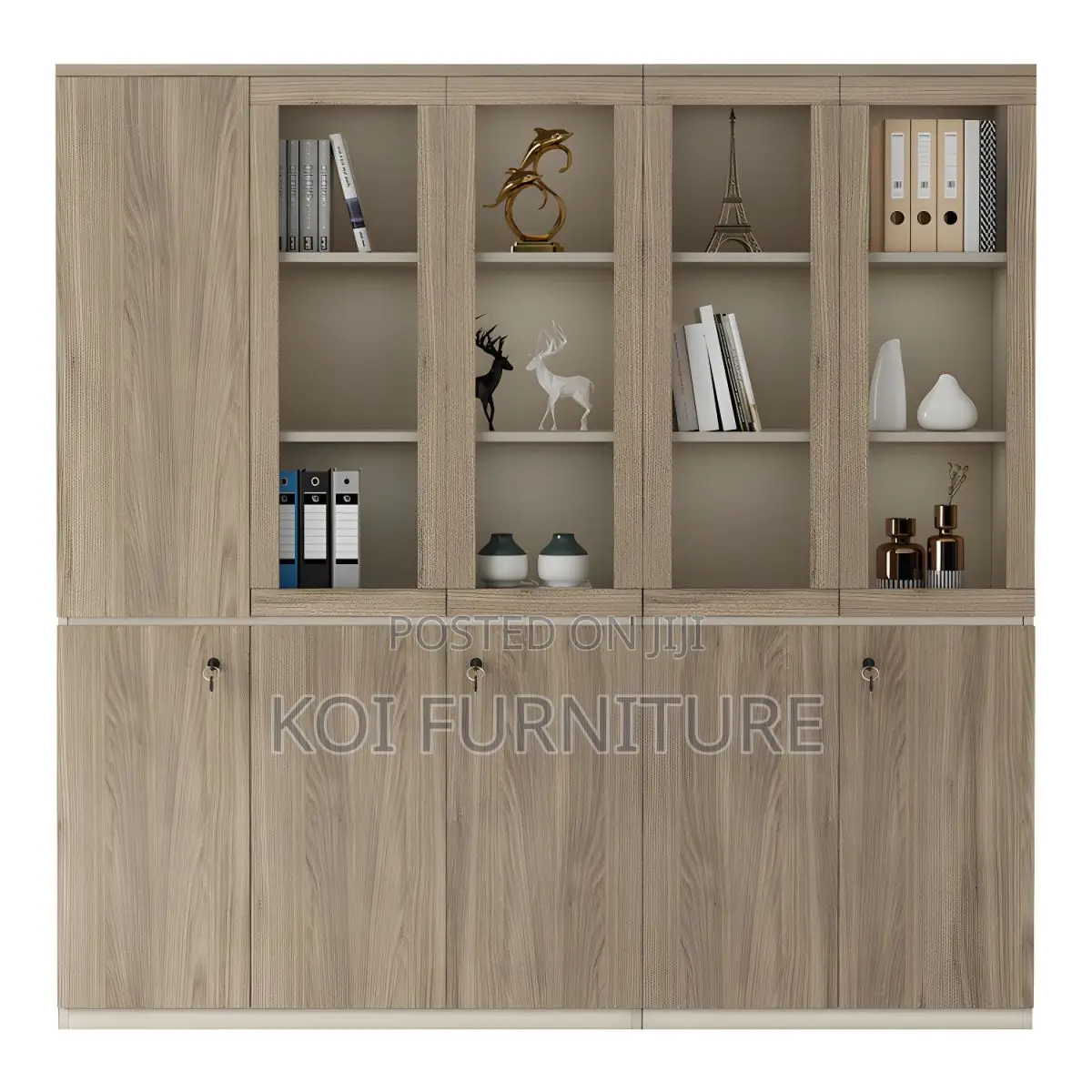 Office Cabinet; Wood Office Storage Cabinet With Clear View Doors