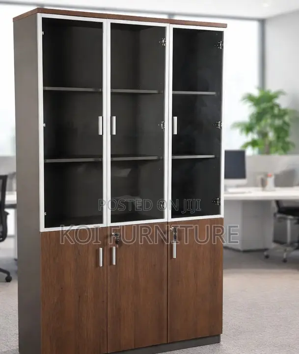 Office Cabinet; Wood Office Storage Cabinet With Clear View Doors