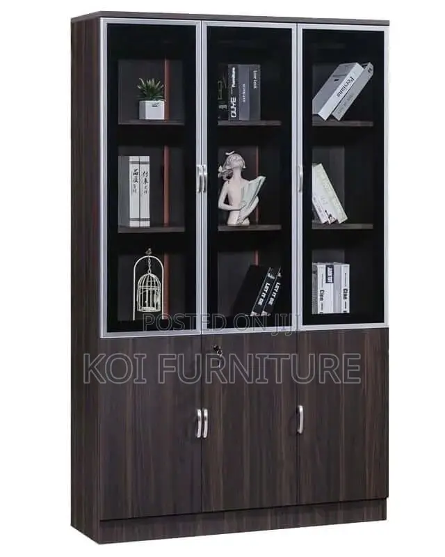 Office Cabinet; Wood Office Storage Cabinet With Clear View Doors